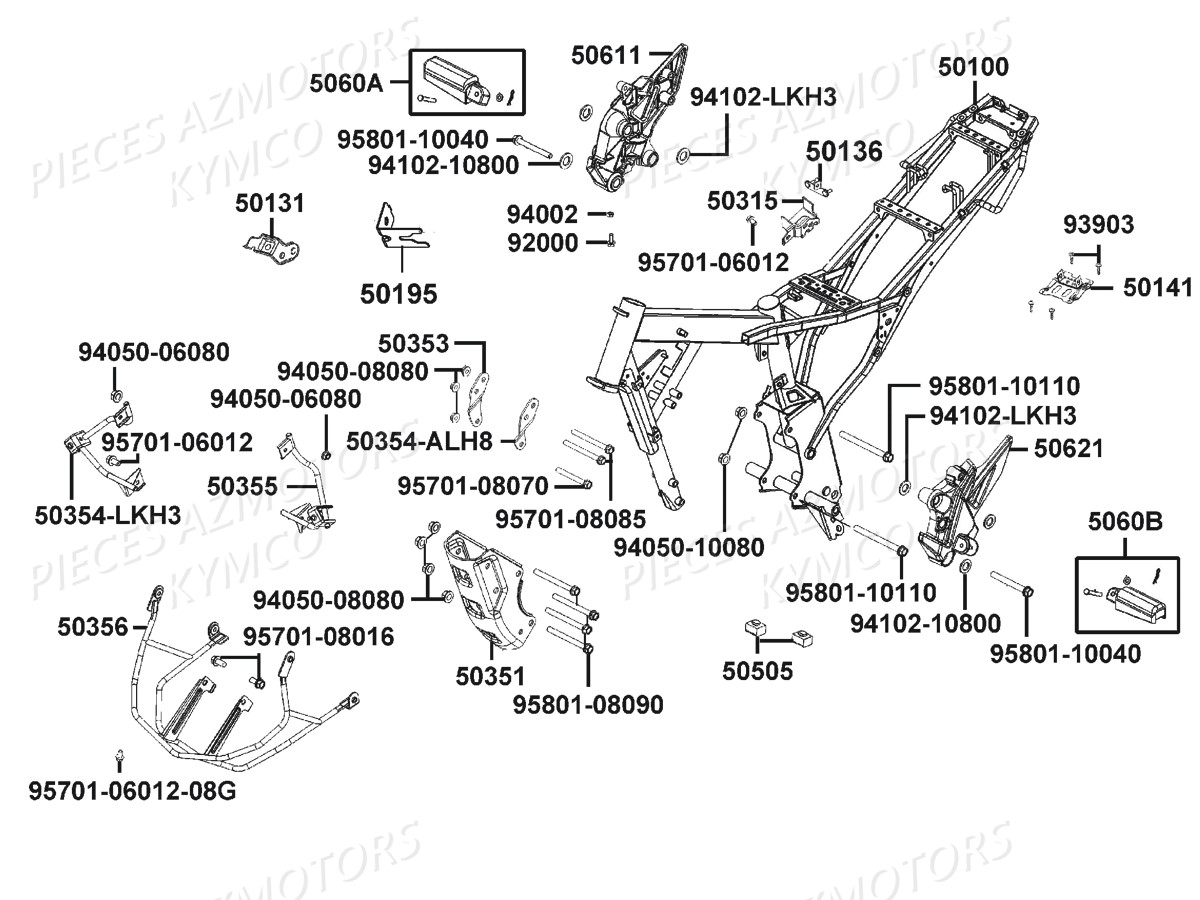 Chassis KYMCO Pièces Moto VISAR 125 I EURO 4 (KT25BA)