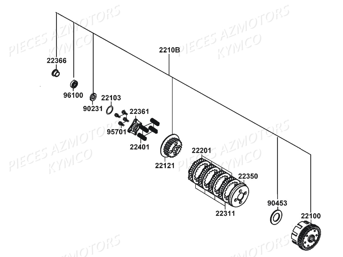 Embrayage KYMCO Pièces Moto VISAR 125 I EURO 4 (KT25BA)