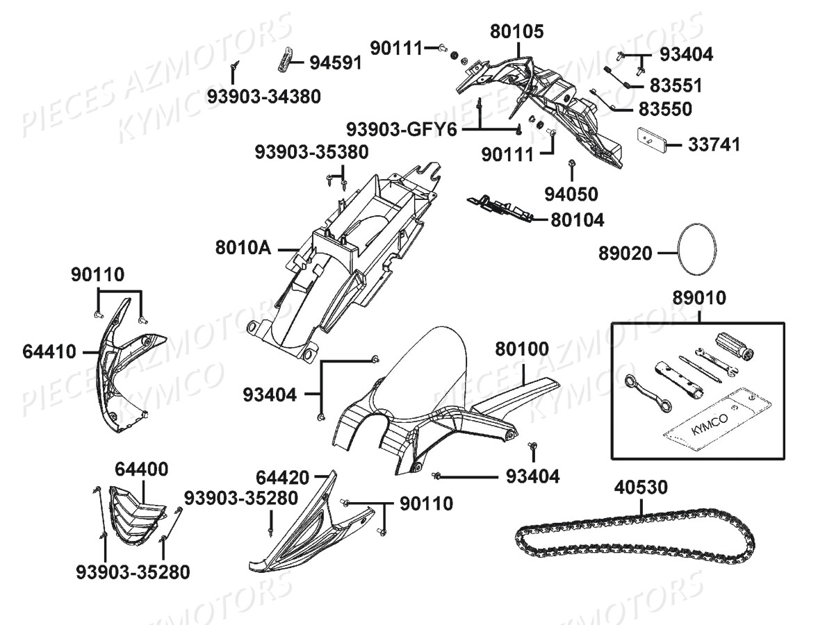 GARDE BOUE ARRIERE-CHAINE TRANSMISSION pour VISAR 125