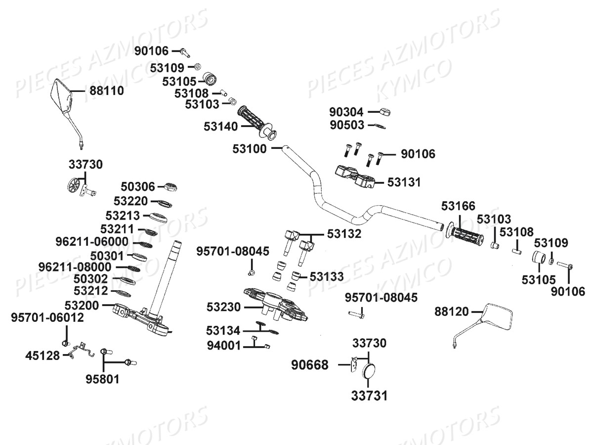 GUIDON RETROVISEURS KYMCO VISAR 125