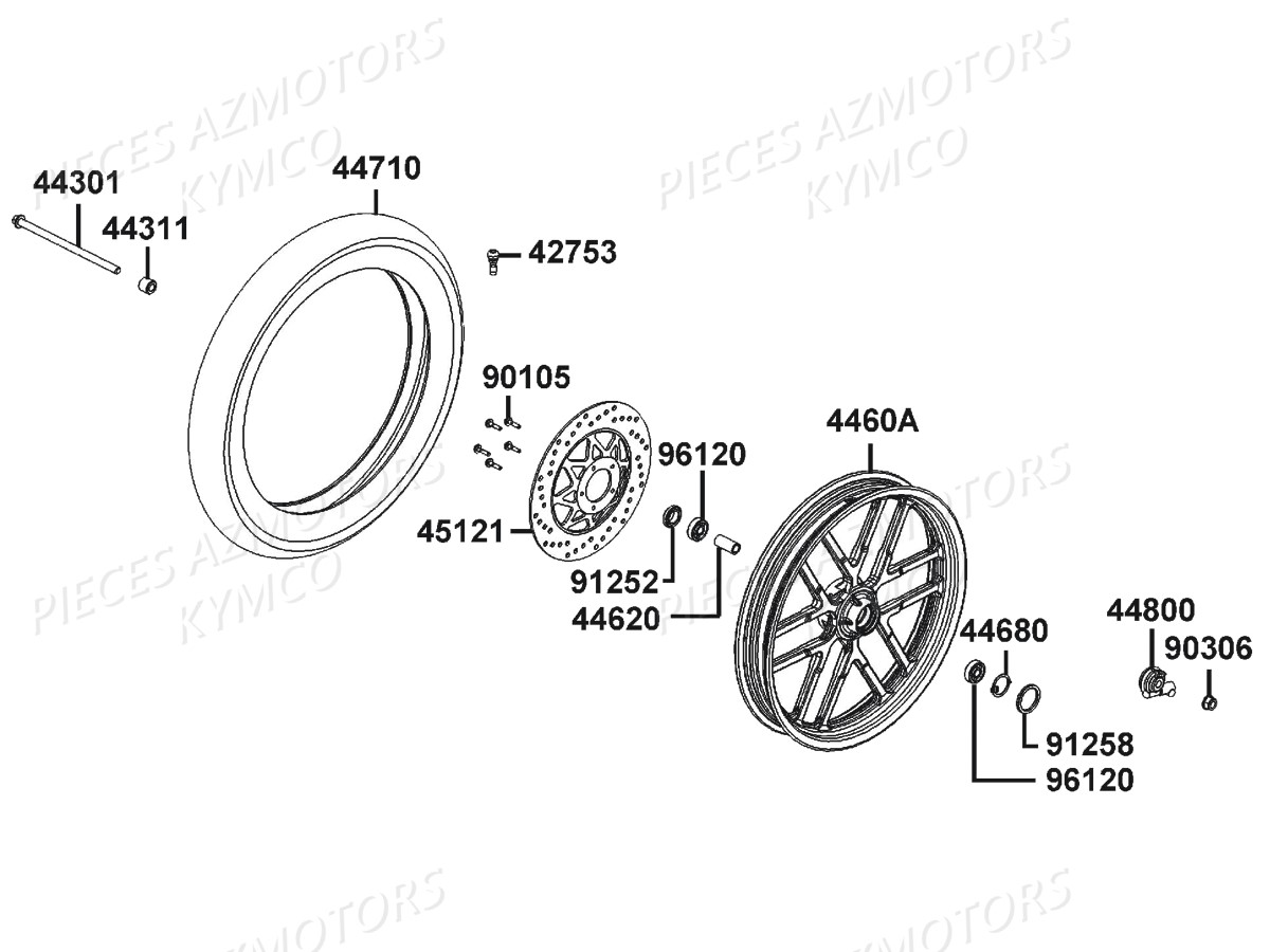 ROUE_AVANT KYMCO Pièces Moto VISAR 125 I EURO 4 (KT25BA)