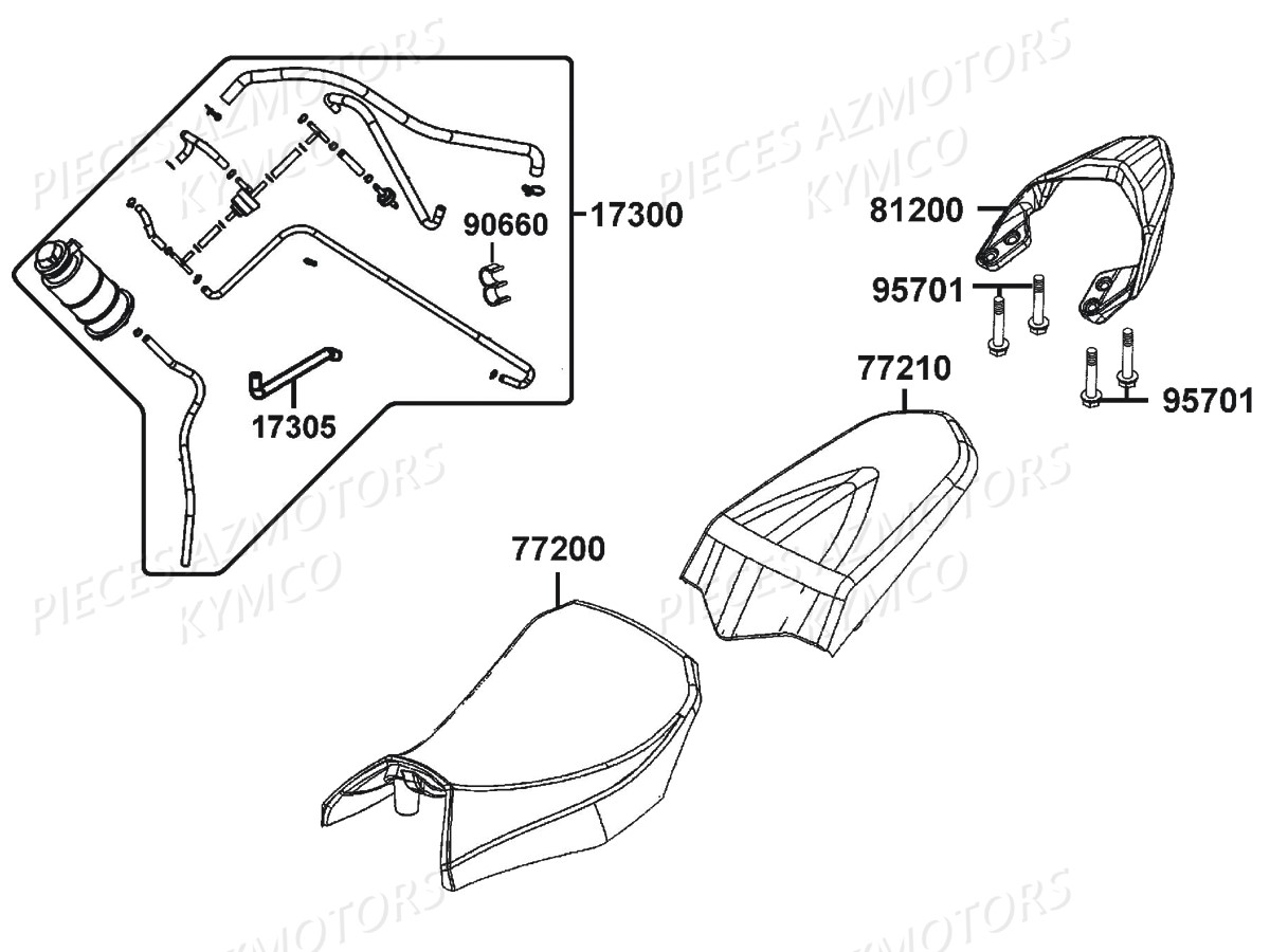 Selle KYMCO Pièces Moto VISAR 125 I EURO 4 (KT25BA)