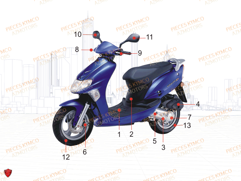 Consommables KYMCO Pièces VITALITY 50cc 4T EURO 2 (SG10AA)