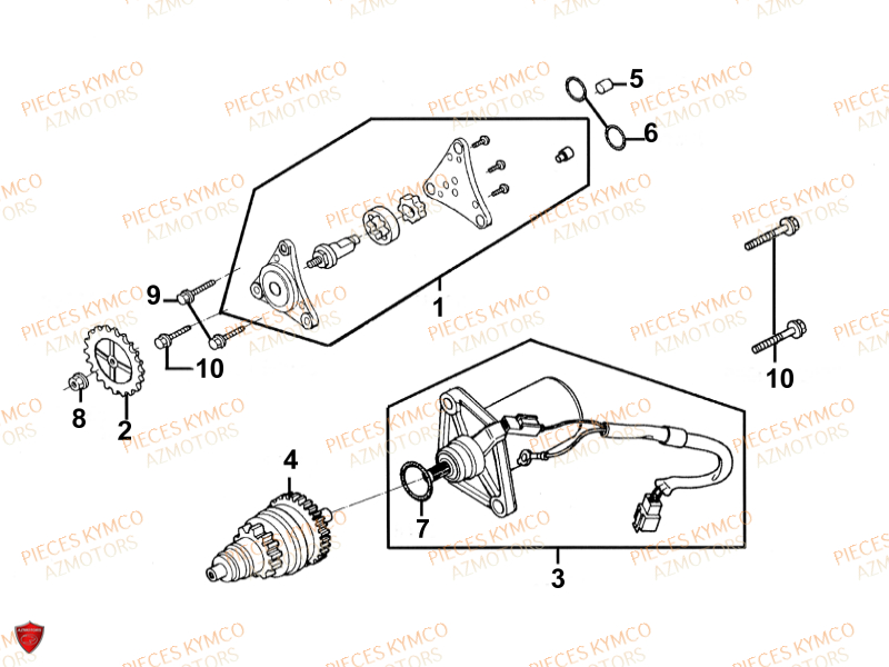 Demarreur KYMCO Pièces VITALITY 50cc 4T EURO 2 (SG10AA)