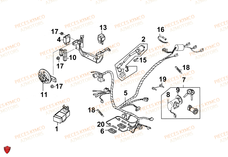 Equipement Electrique KYMCO Pièces VITALITY 50cc 4T EURO 2 (SG10AA)