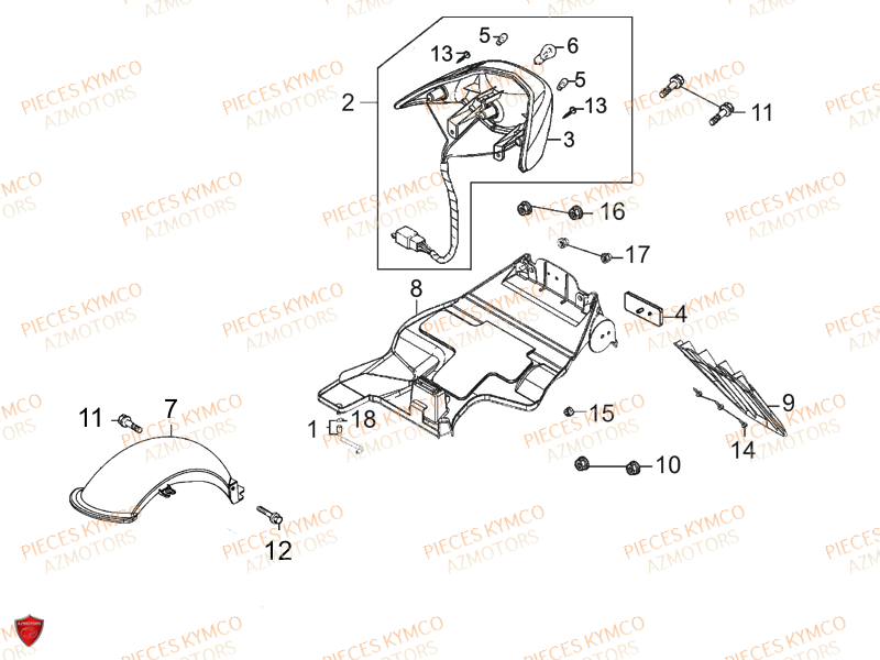 Feu Arriere KYMCO Pièces VITALITY 50cc 4T EURO 2 (SG10AA)