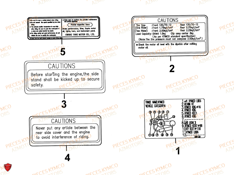 Labels KYMCO Pièces VITALITY 50cc 4T EURO 2 (SG10AA)