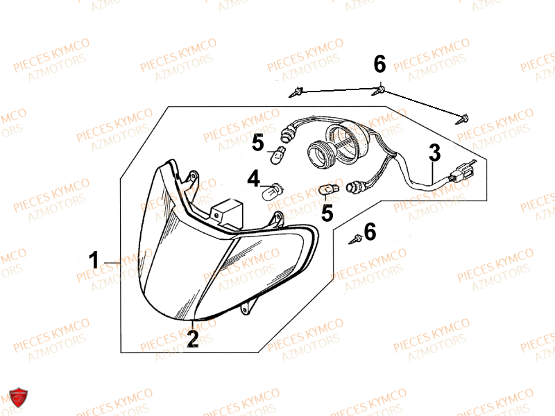 Phare KYMCO Pièces VITALITY 50cc 4T EURO 2 (SG10AA)