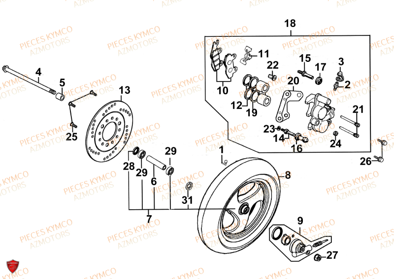 JEU DE PLAQUETTES DE FREIN KYMCO pour ROUE AVANT de VITALITY-50-4T