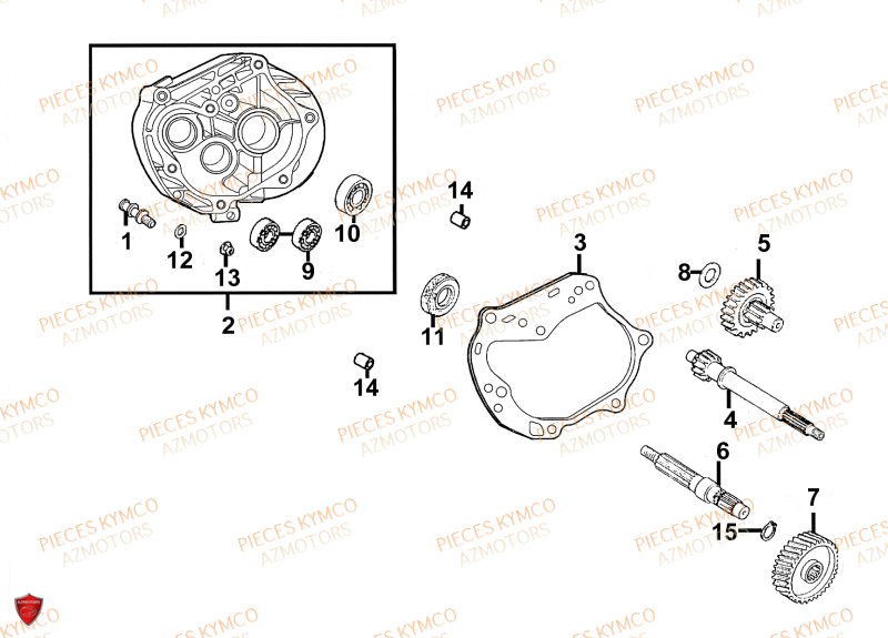 Transmission KYMCO Pièces VITALITY 50cc 4T EURO 2 (SG10AA)