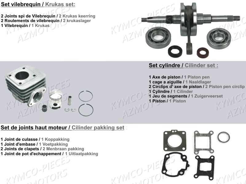 SET DE JOINTS HAUT MOTEUR (50 cc 2T) KYMCO pour 1-SET-ENTRETIEN-MOTEUR de VITALITY-50-E2