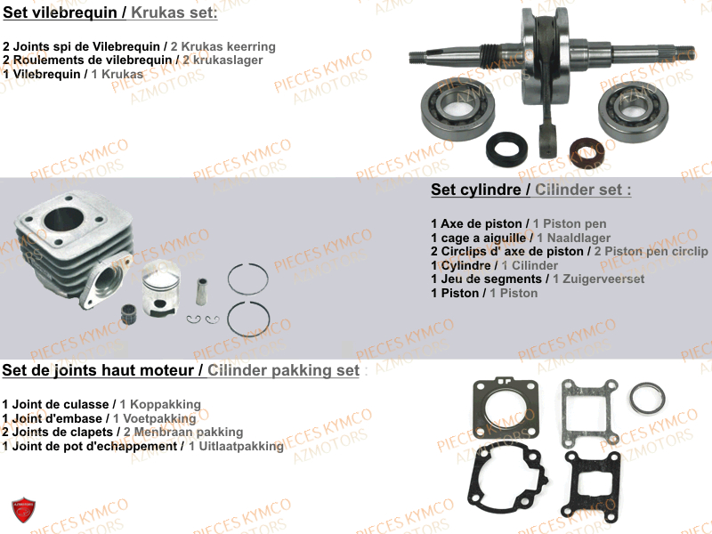 Set Moteur KYMCO Pieces VITALITY 50 2T EURO 2 (SF10FA)