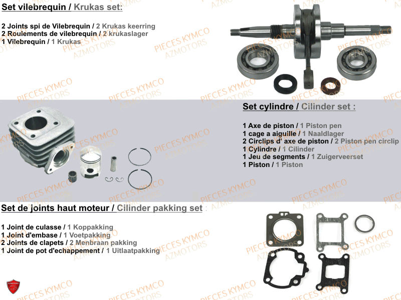 Pistons et segments pour Scooter : Pièces moteur - Maxi Pièces 50