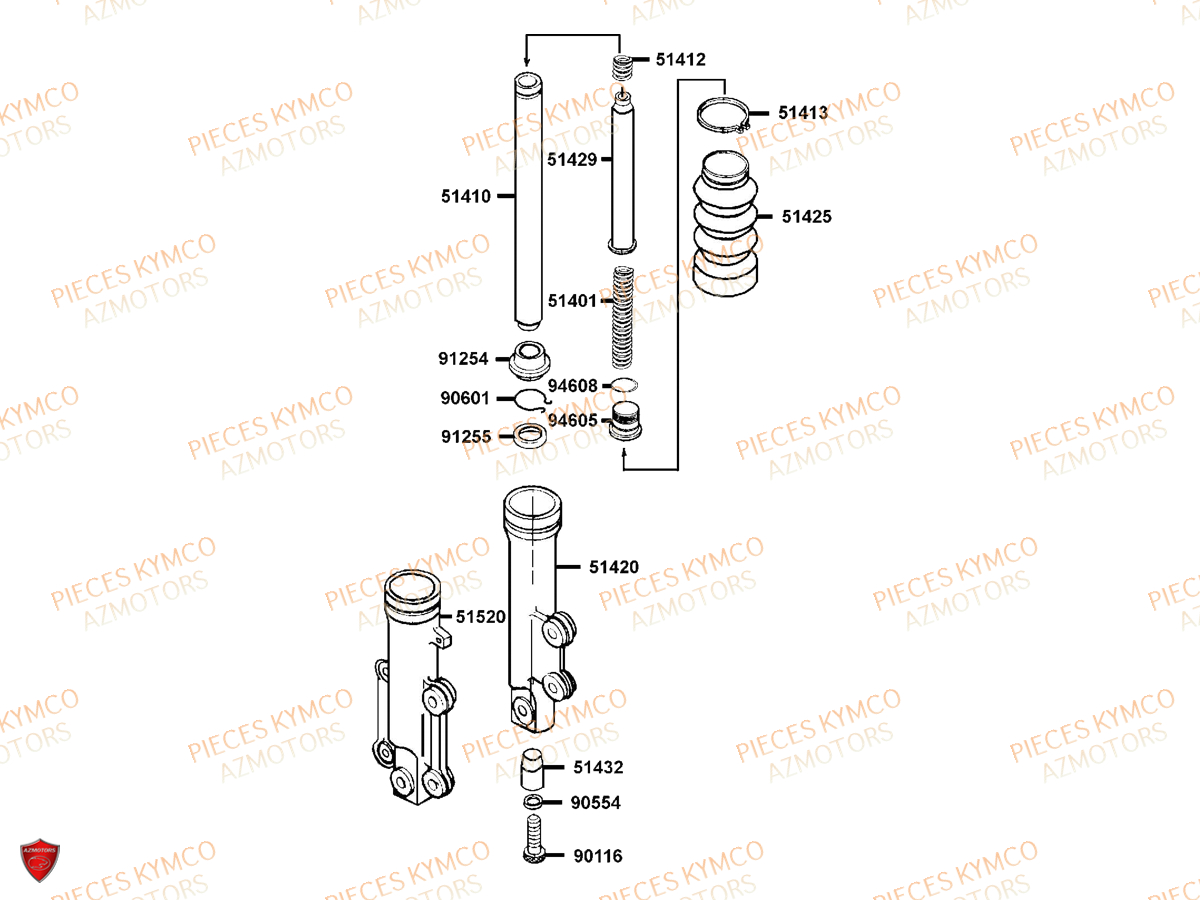 BATONS DE FOURCHE KYMCO VITALITY 50 E2