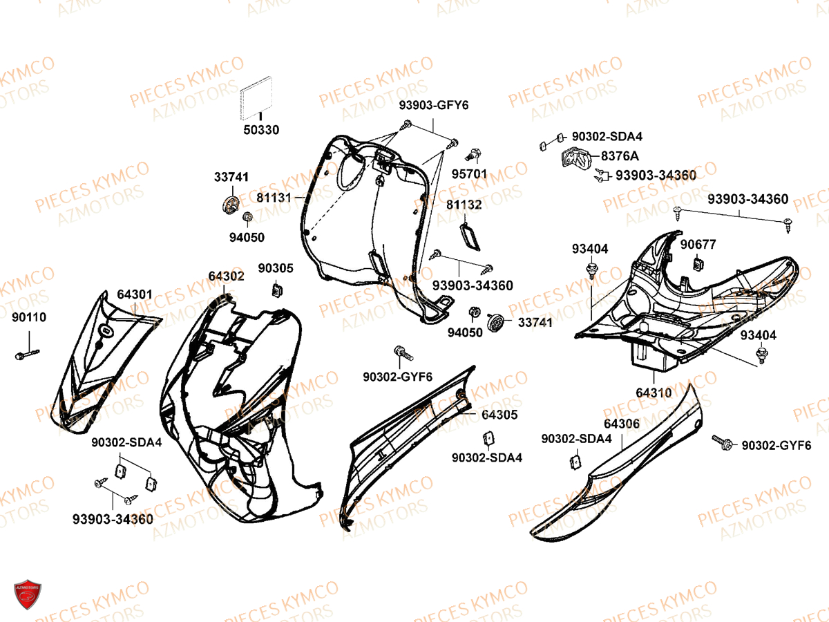 CARENAGE_AVANT KYMCO Pièces Scooter 	Pieces VITALITY 50 2T EURO 2