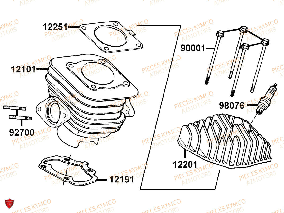 Cylindre KYMCO Pieces VITALITY 50 2T EURO 2 (SF10FA)
