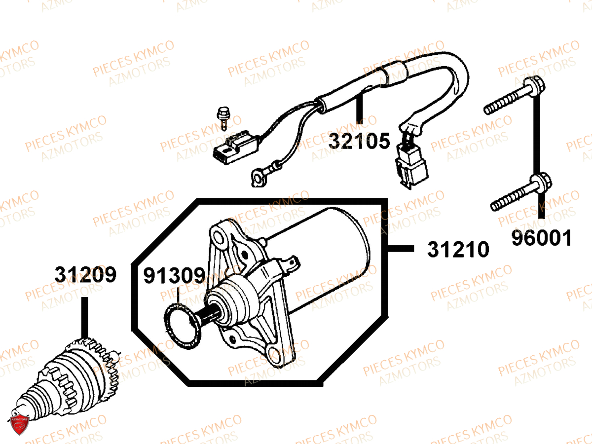 Demarreur KYMCO Pieces VITALITY 50 2T EURO 2 (SF10FA)