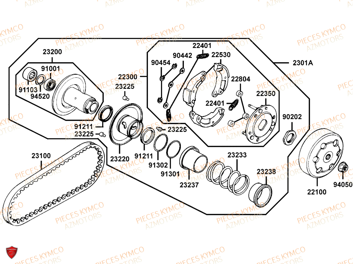 EMBRAYAGE KYMCO Pièces Scooter 	Pieces VITALITY 50 2T EURO 2