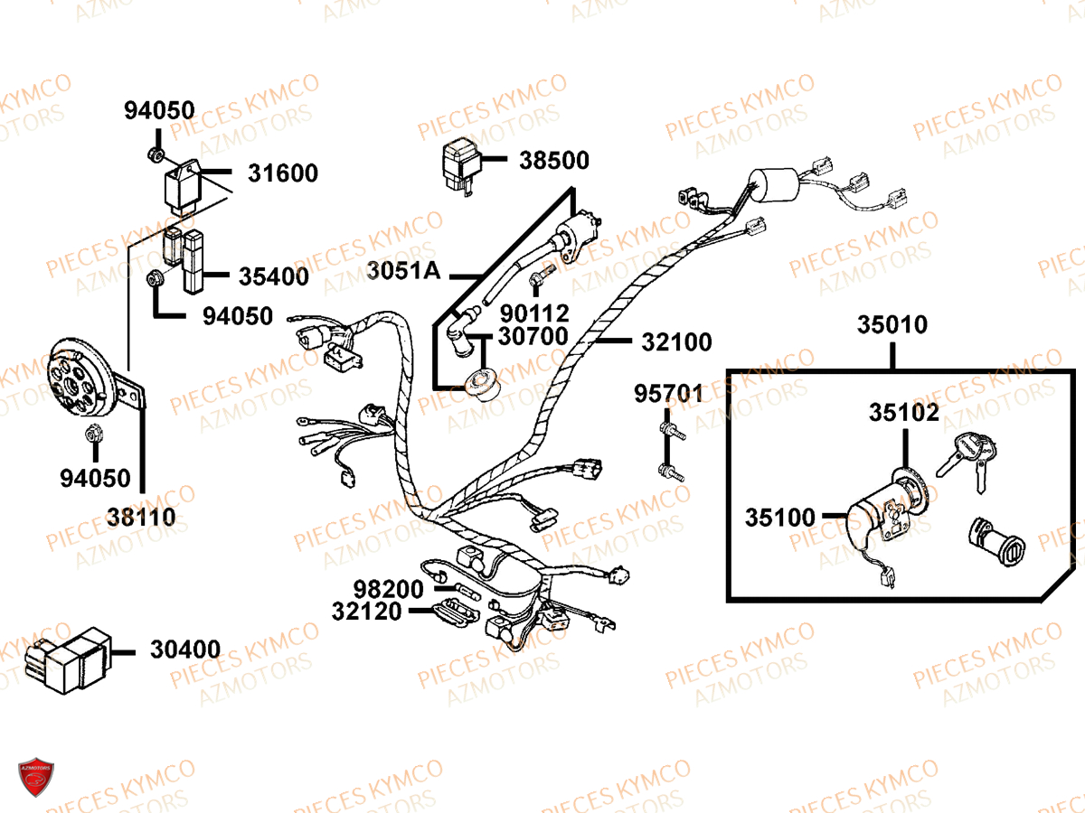 EQUIPEMENT_ELECTRIQUE KYMCO Pièces Scooter 	Pieces VITALITY 50 2T EURO 2