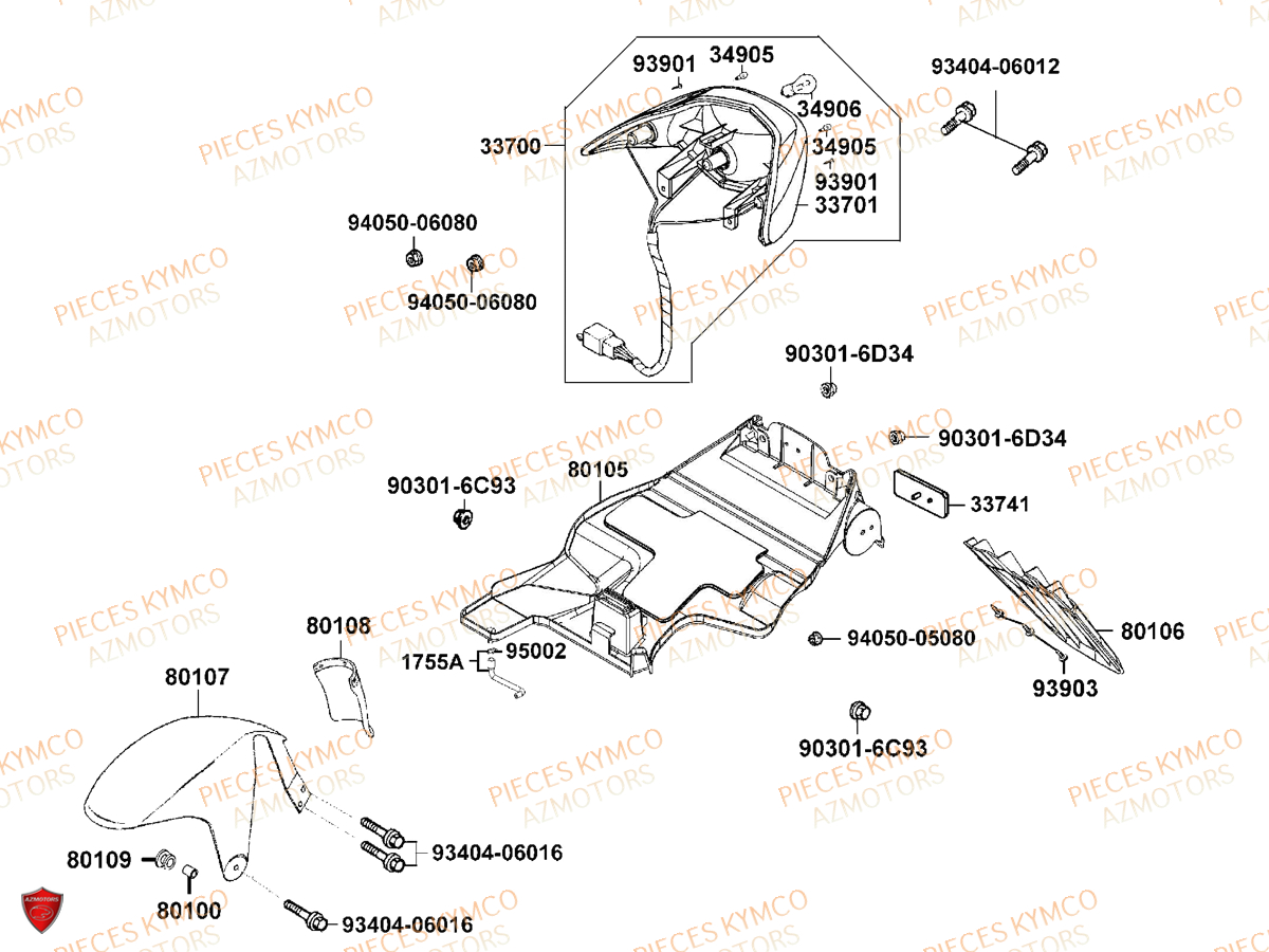 Feu Arriere KYMCO Pieces VITALITY 50 2T EURO 2 (SF10FA)