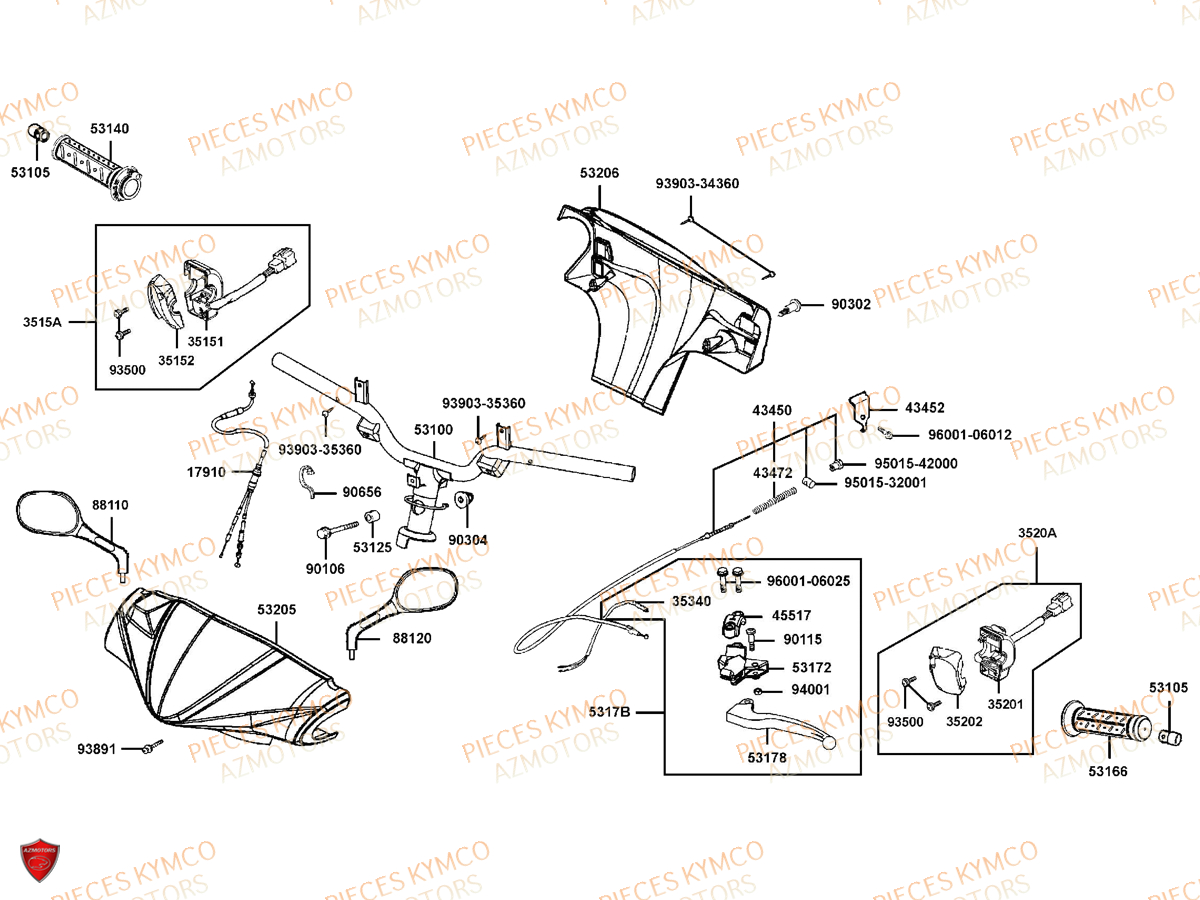 Guidon KYMCO Pieces VITALITY 50 2T EURO 2 (SF10FA)