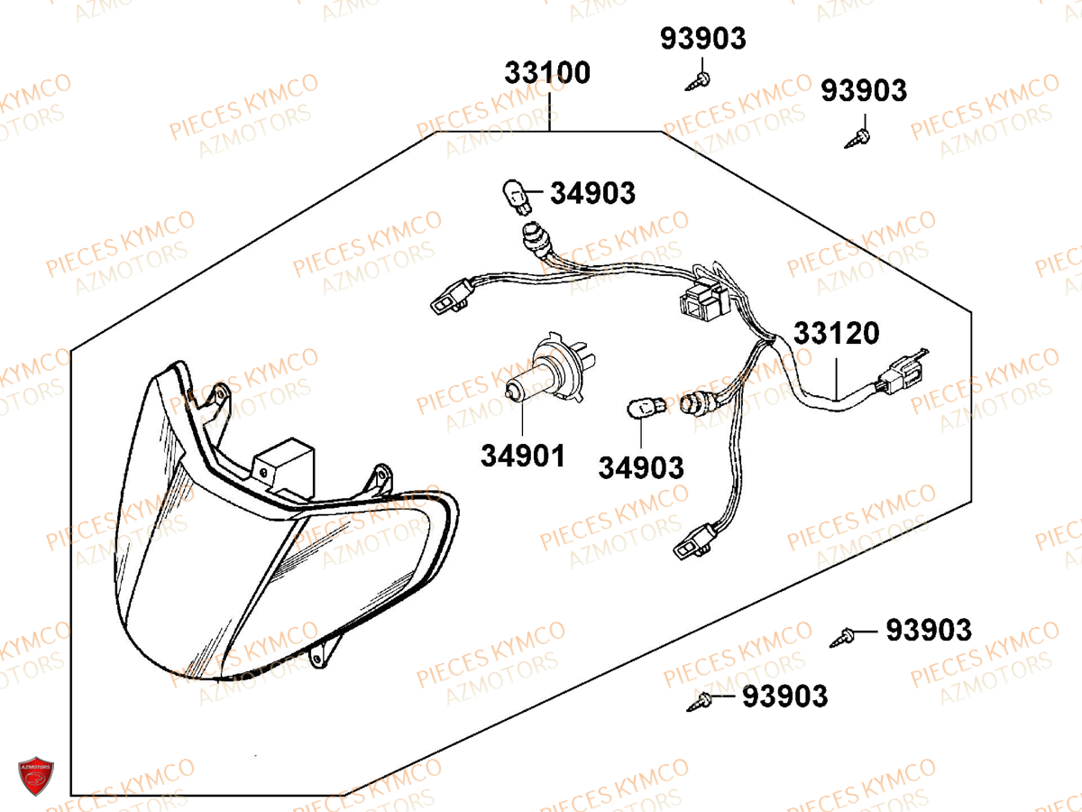 Phare KYMCO Pieces VITALITY 50 2T EURO 2 (SF10FA)