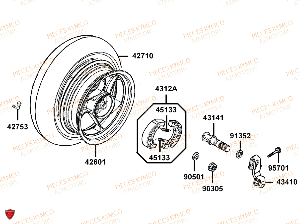 Roue Arriere KYMCO Pieces VITALITY 50 2T EURO 2 (SF10FA)