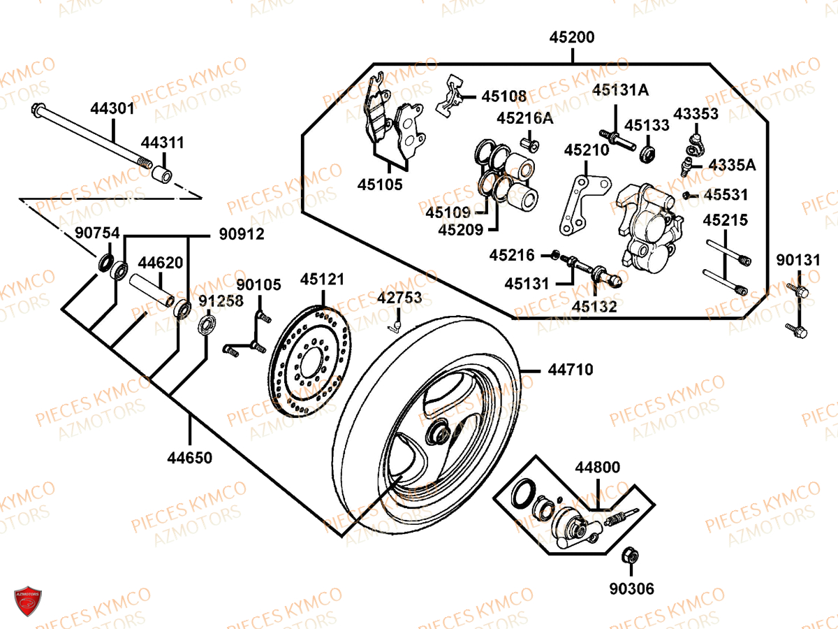 Roue Avant KYMCO Pieces VITALITY 50 2T EURO 2 (SF10FA)