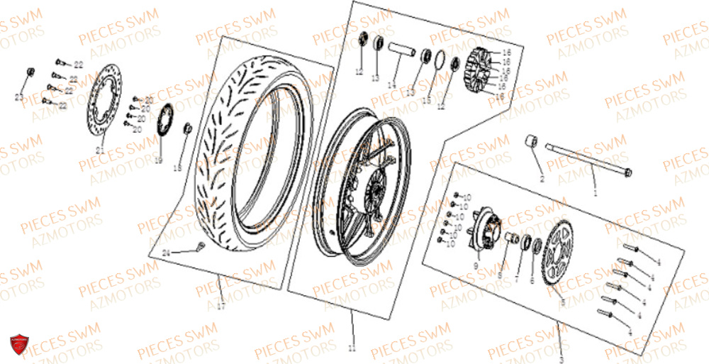 Roue Arriere VOGE Pieces VOGE 125R EURO V+