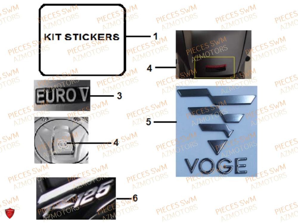 Stickers VOGE Pieces VOGE 125R EURO V+