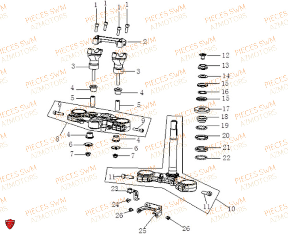 Te De Fourche VOGE Pieces VOGE 125R EURO V+