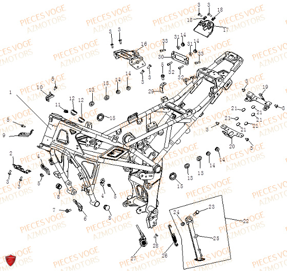 Cadre VOGE Pieces VOGE 125R EURO V