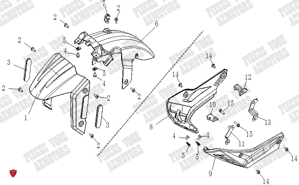 GARDE-BOUE AVANT ET SABOT pour VOGE 125 R