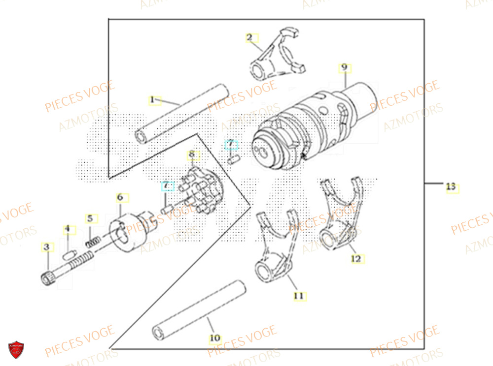 Barillet AZMOTORS Pieces VOGE 300 AC Euro4 - 2020