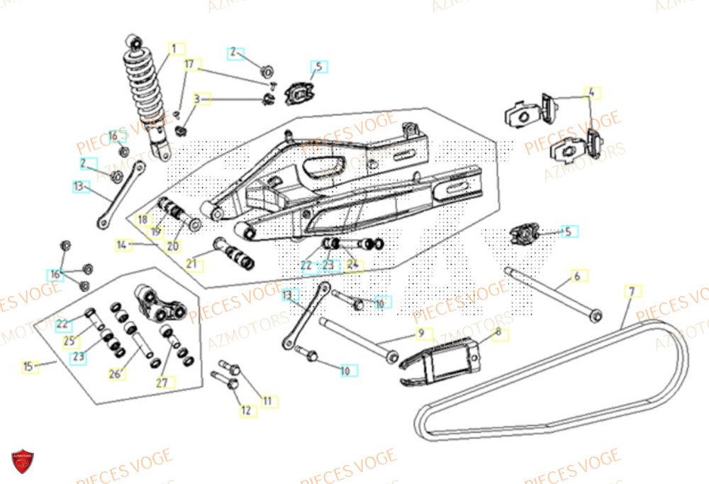 Bras Oscillant AZMOTORS Pieces VOGE 300 AC Euro4 - 2020