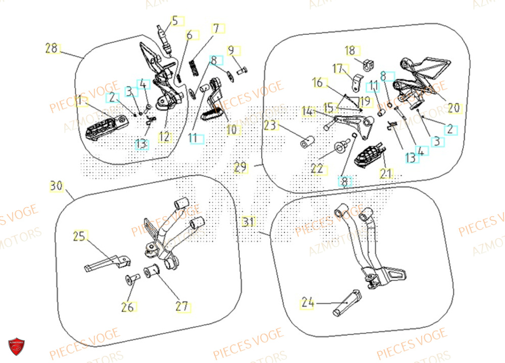 Cale Pied AZMOTORS Pieces VOGE 300 AC Euro4 - 2020