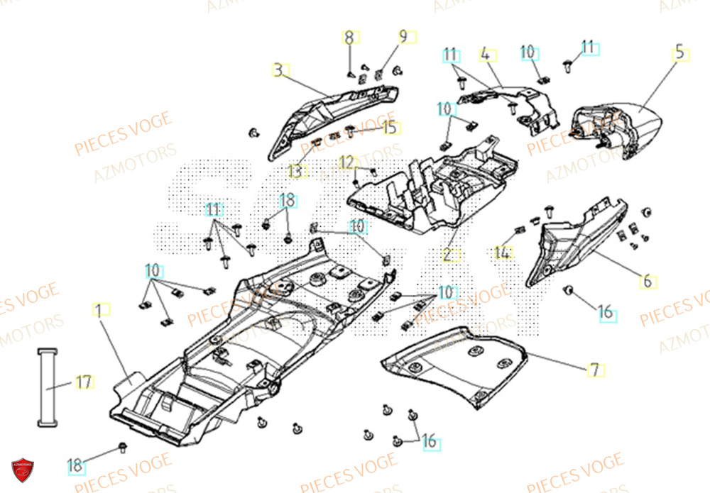 Carenage Arriere AZMOTORS Pieces VOGE 300 AC Euro4 - 2020