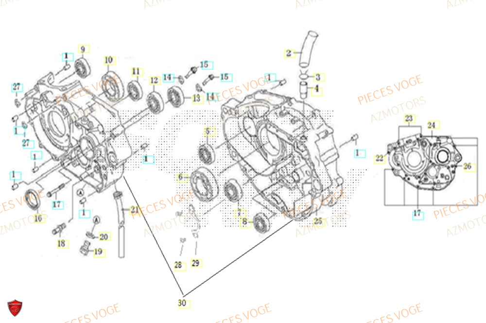 Carter Moteur AZMOTORS Pieces VOGE 300 AC Euro4 - 2020