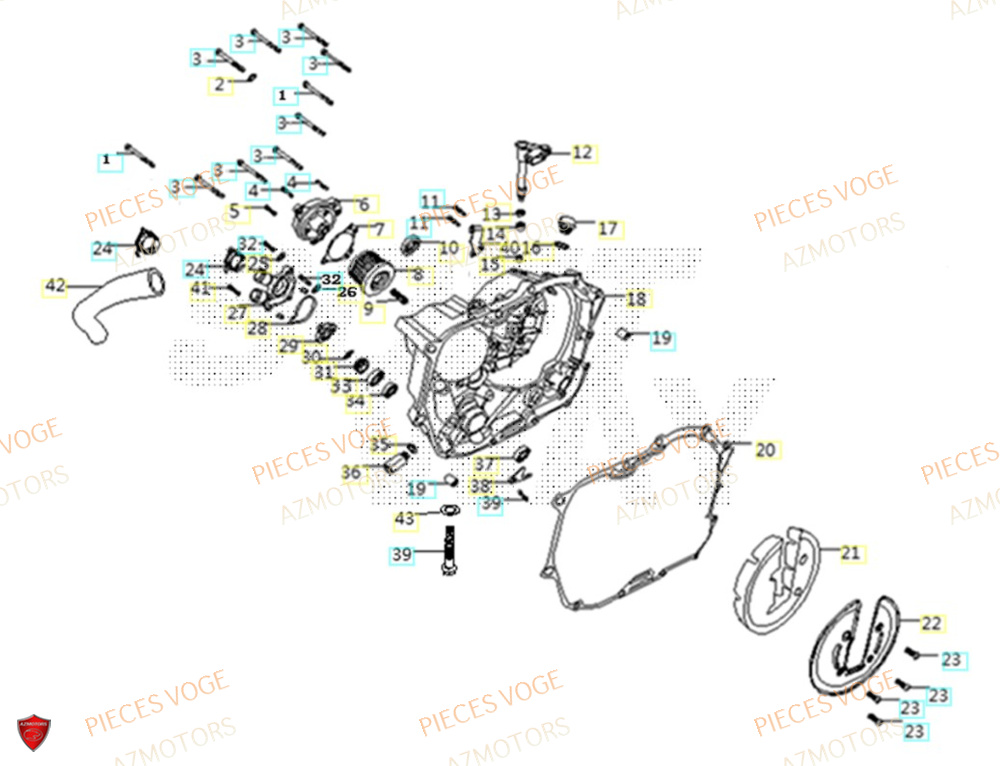 Couvre Carter Droit AZMOTORS Pieces VOGE 300 AC Euro4 - 2020
