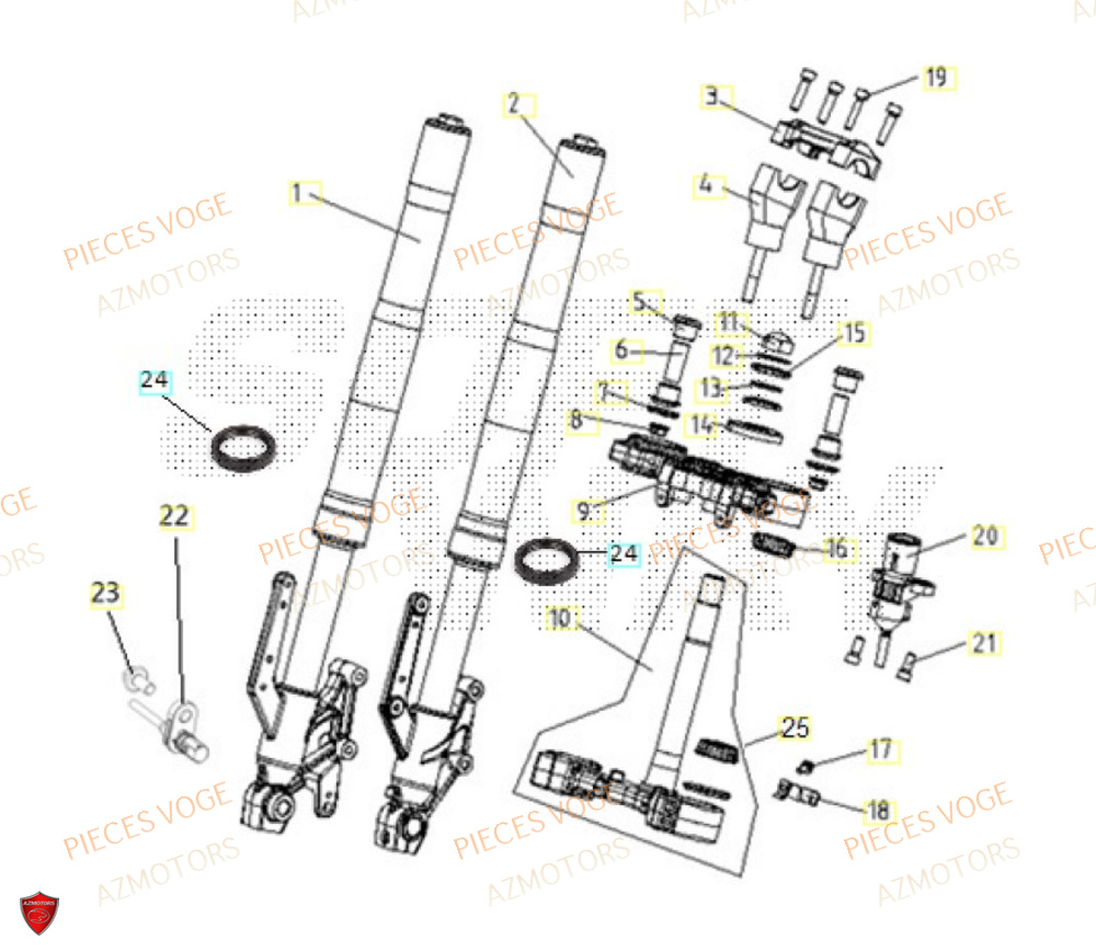 Fourche AZMOTORS Pieces VOGE 300 AC Euro4 - 2020