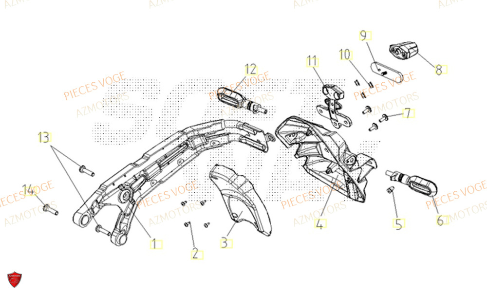 Garde Boue Arriere AZMOTORS Pieces VOGE 300 AC Euro4 - 2020