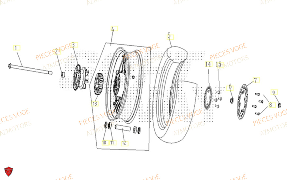 Roue Arriere AZMOTORS Pieces VOGE 300 AC Euro4 - 2020