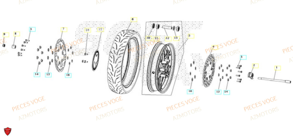 Roue Avant AZMOTORS Pieces VOGE 300 AC Euro4 - 2020