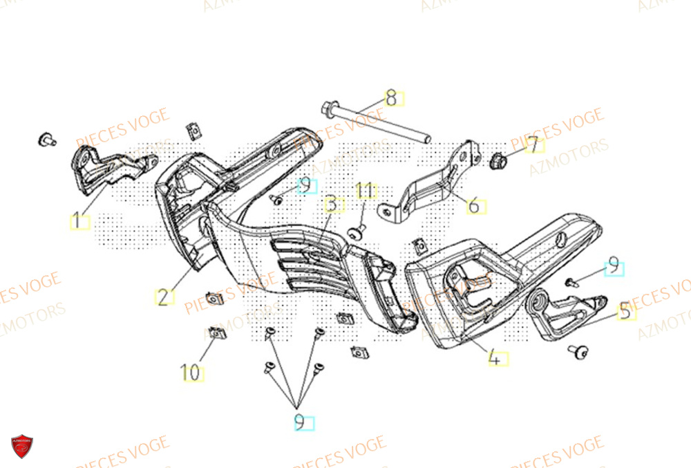 Sabot Inferieur AZMOTORS Pieces VOGE 300 AC Euro4 - 2020