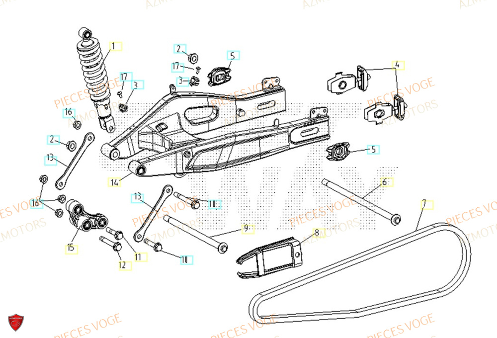 Bras Oscillant AZMOTORS Pieces VOGE 300 R EU IV