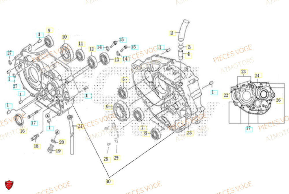 Carter Moteur AZMOTORS Pieces VOGE 300 R EU IV