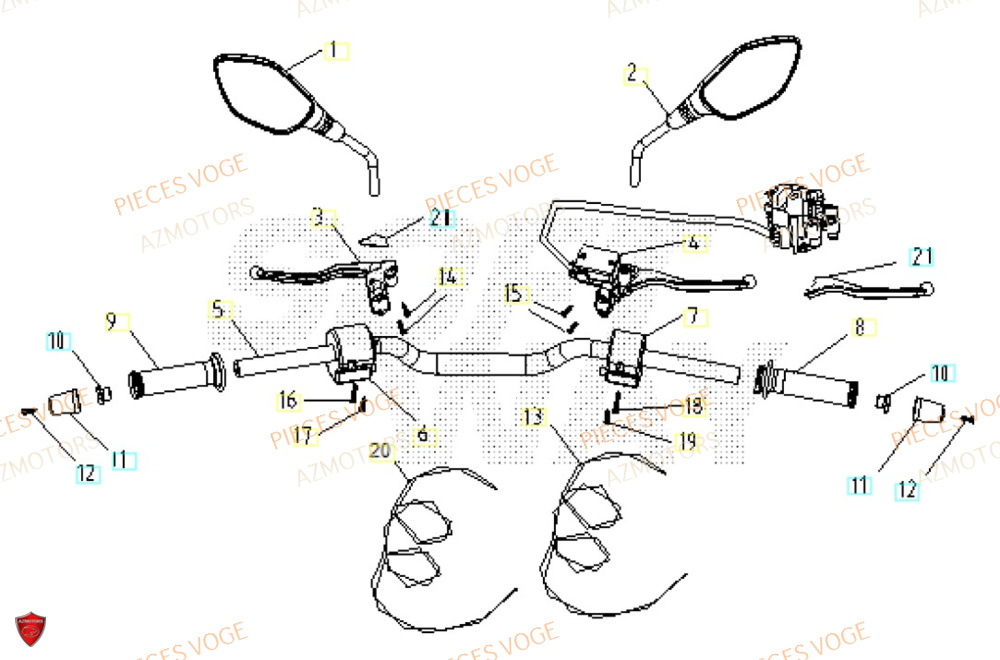 Commande AZMOTORS Pieces VOGE 300 R EU IV