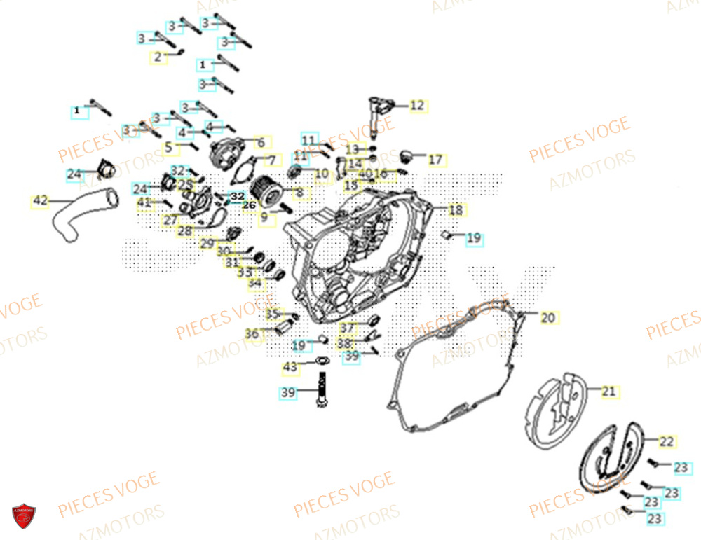 Couvre Carter Droit AZMOTORS Pieces VOGE 300 R EU IV