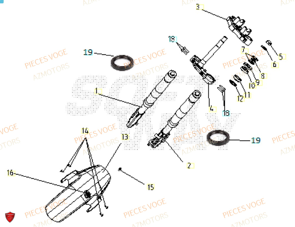 Fourche AZMOTORS Pieces VOGE 300 R EU IV