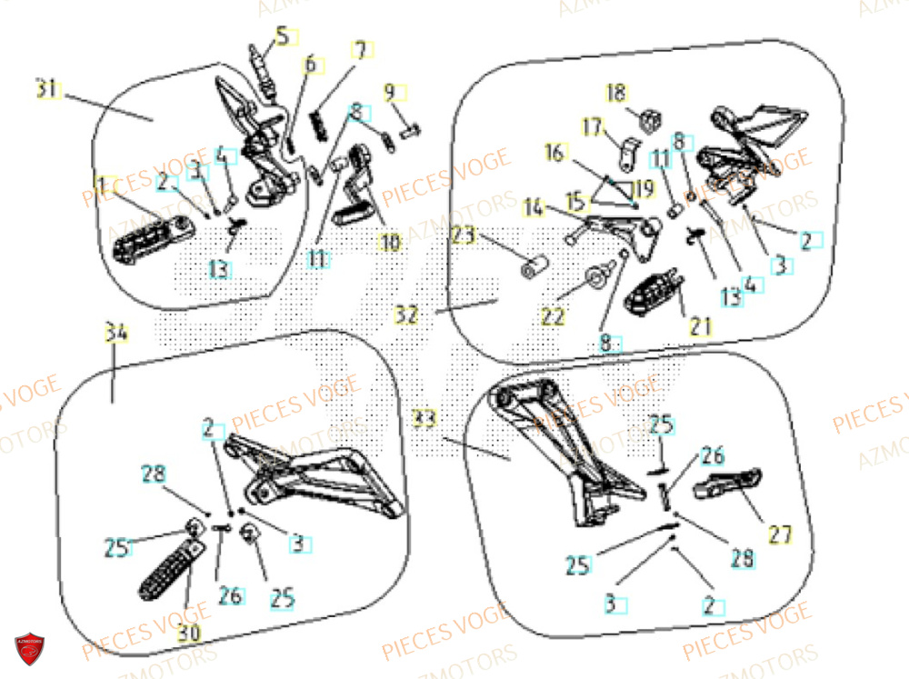 Repose Pied AZMOTORS Pieces VOGE 300 R EU IV